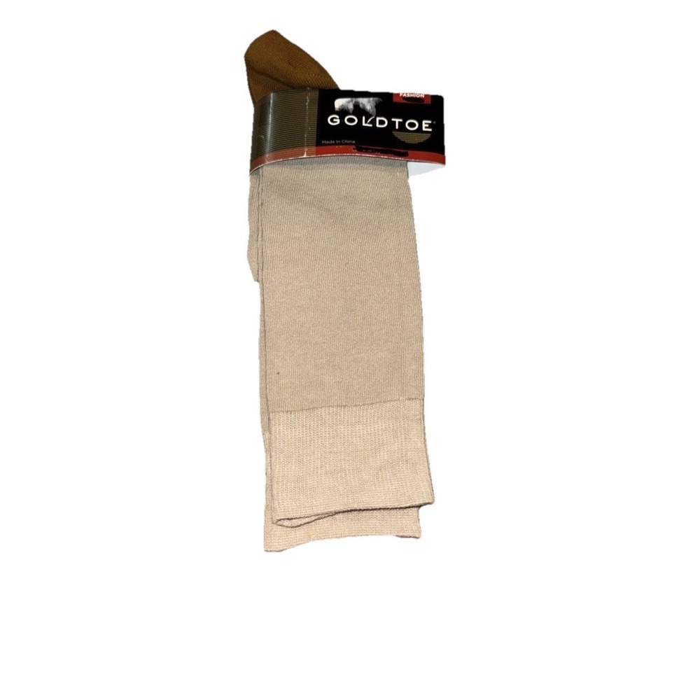 Gold Toe Signatures 1-Pairs Dress Crew Socks Beige Men's Shoe Sz‎ 6 - 12.5 New